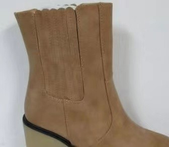 PU leather high heel mid tube fashion boots factory